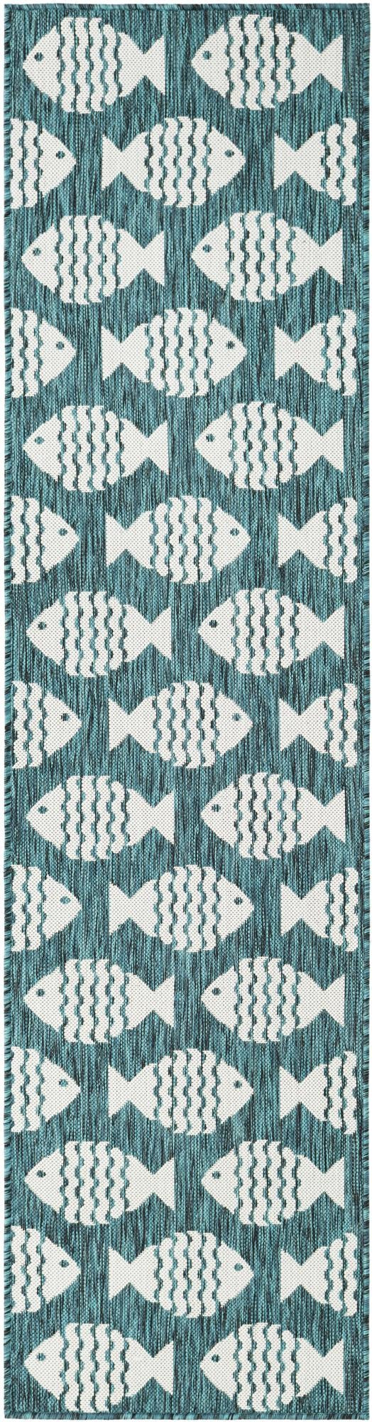 2' x 8' Beresford · Pictoral Outdoor Rug, turquoise