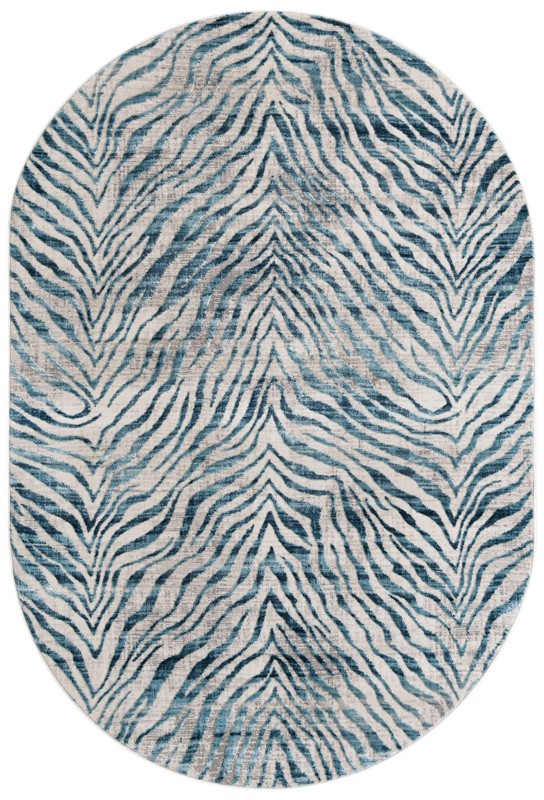 Beckford · Zebra rug, teal and cream