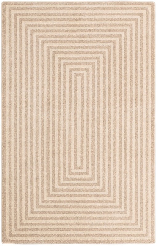 5' x 8' Tovey · Concentric stripe rug, ivory and brown