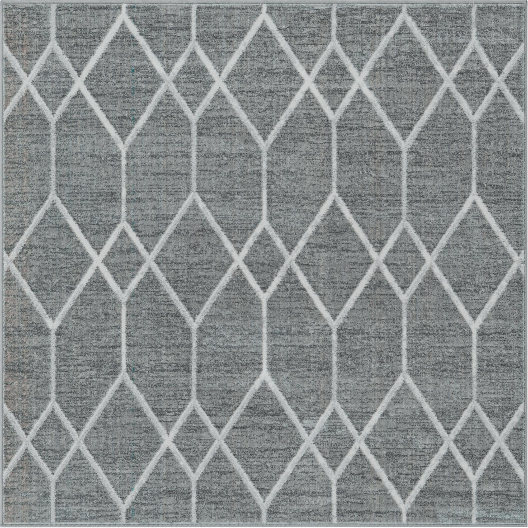 5' 3 x 5' 3 Thatcher · Diamond rug, grey