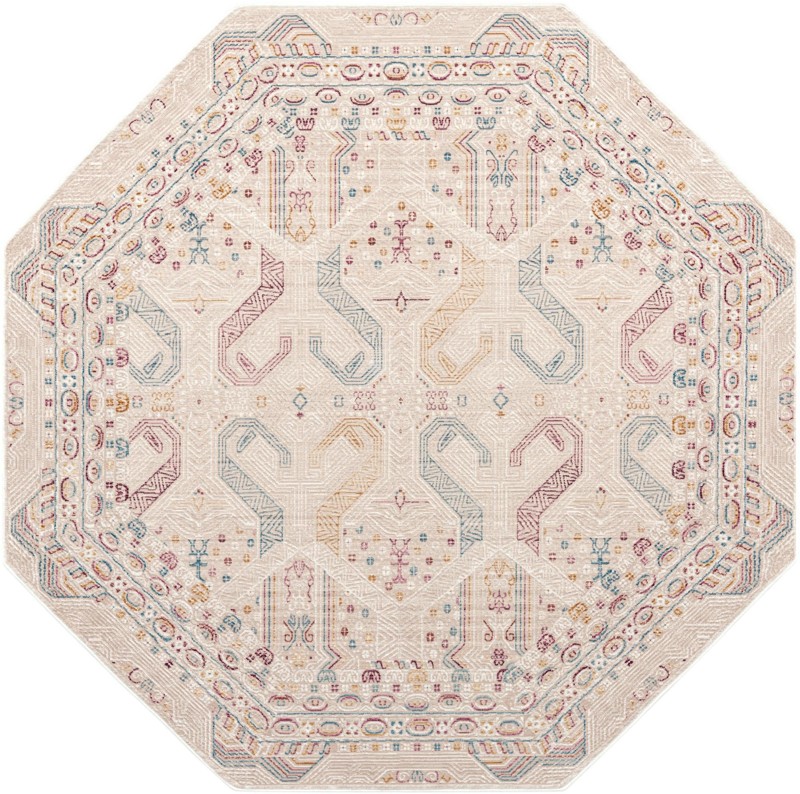 7' 10 x 7' 10 Livingston · Tribal geometric rug, ivory and multi
