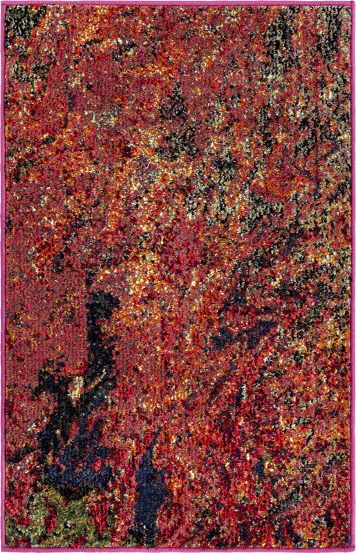 2' x 3' Coronado · Abstract Washable Rug, multi and red