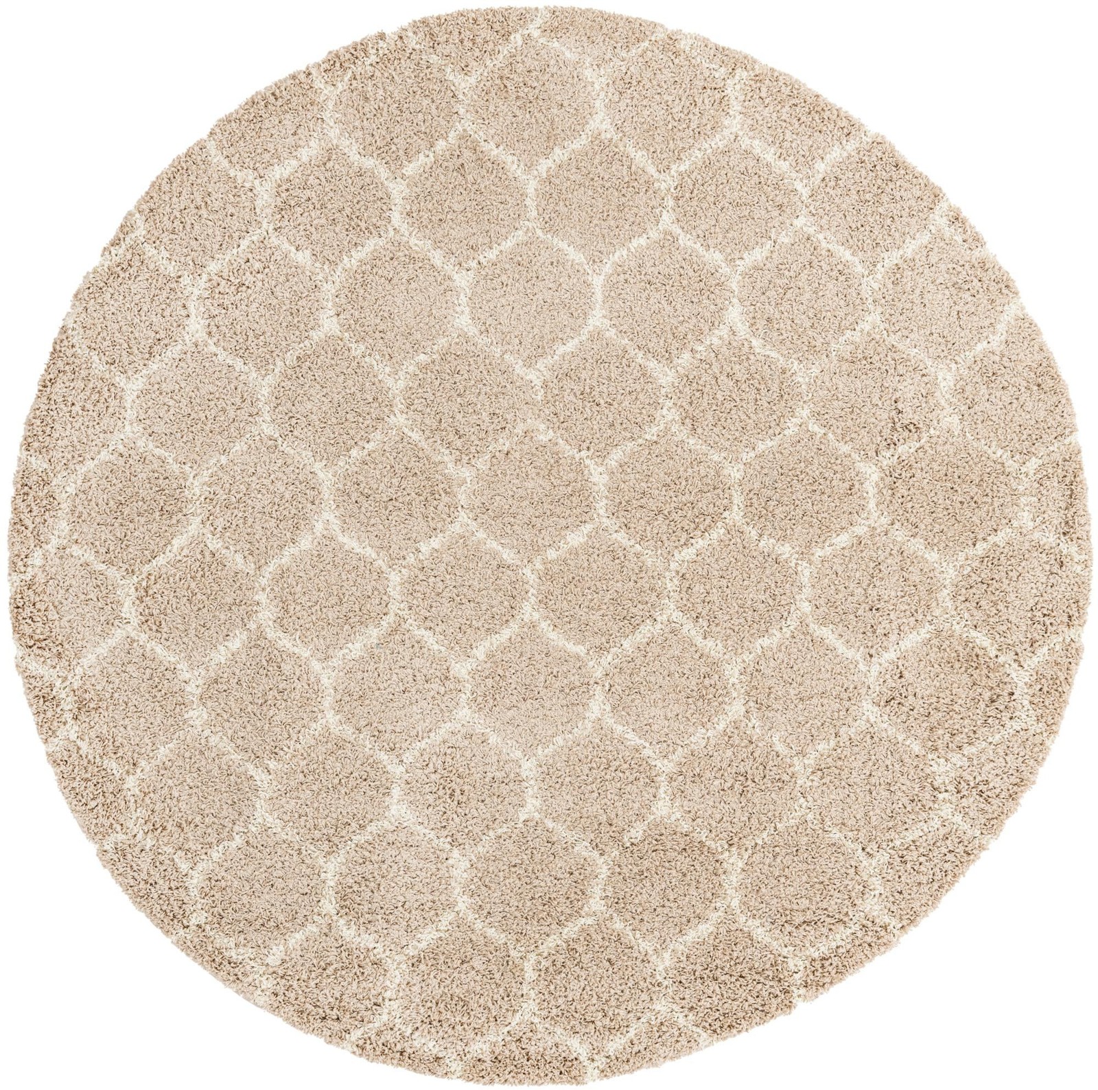7' 10 x 7' 10 Barnett · Lattice Shag Rug, light brown and ivory
