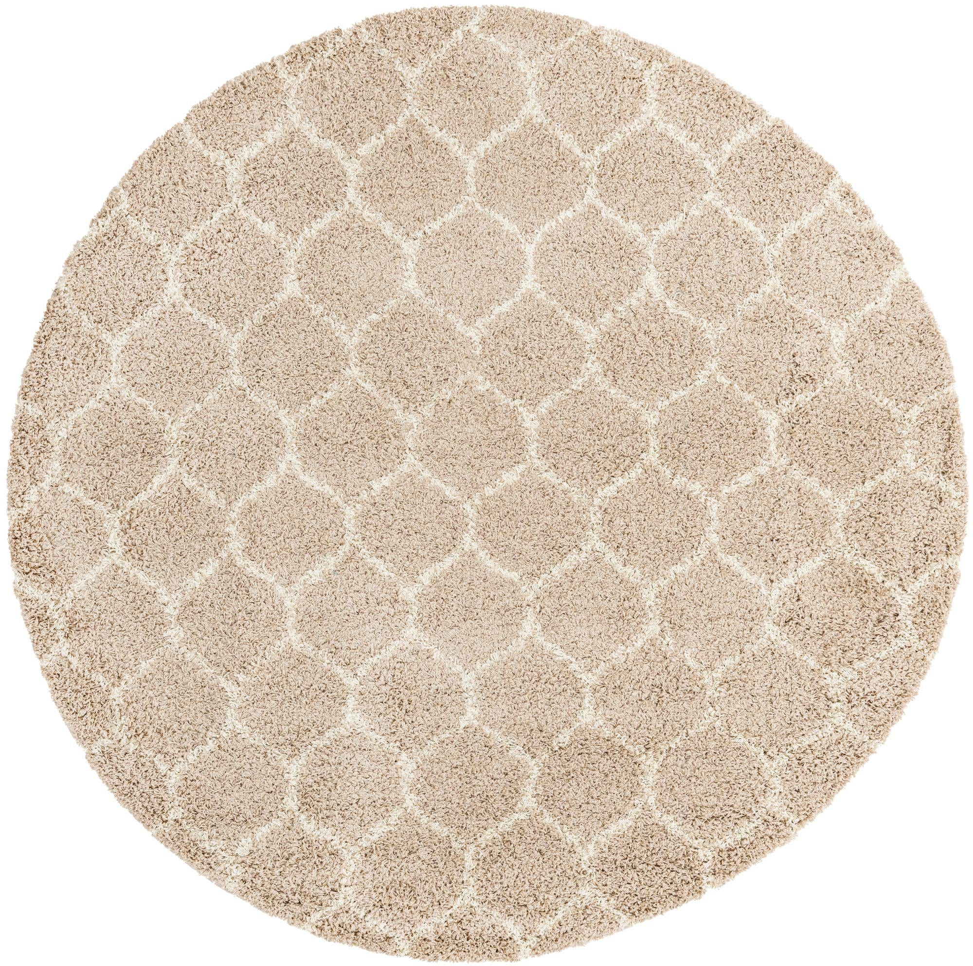7' 10 x 7' 10 Barnett · Lattice Shag Rug, light brown and ivory