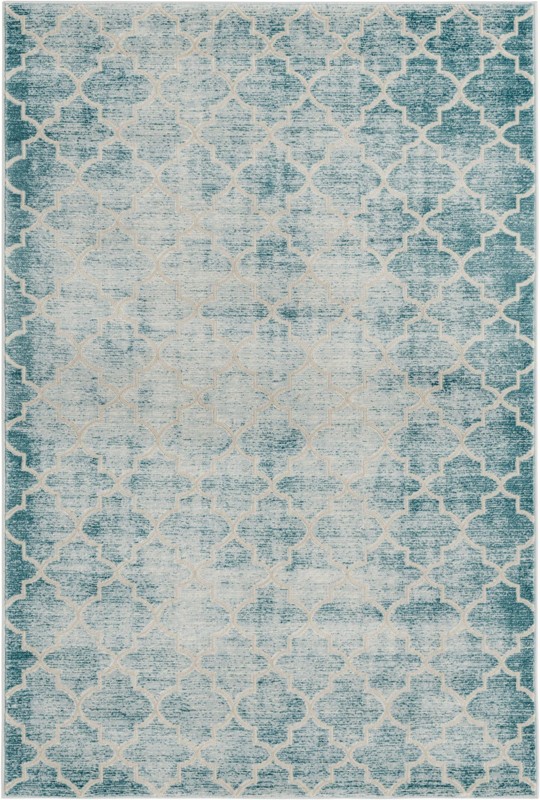 4' x 6' Dallimore · Lattice rug, teal and ivory