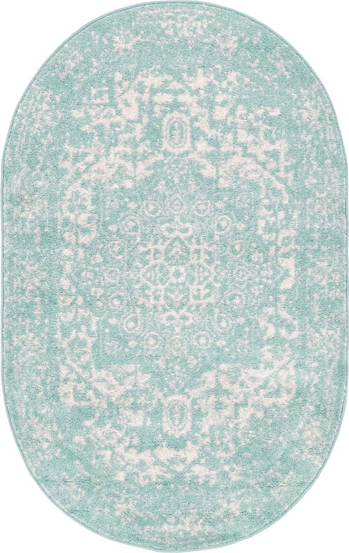 3' x 5' 3 Birch · Medallion rug, aqua