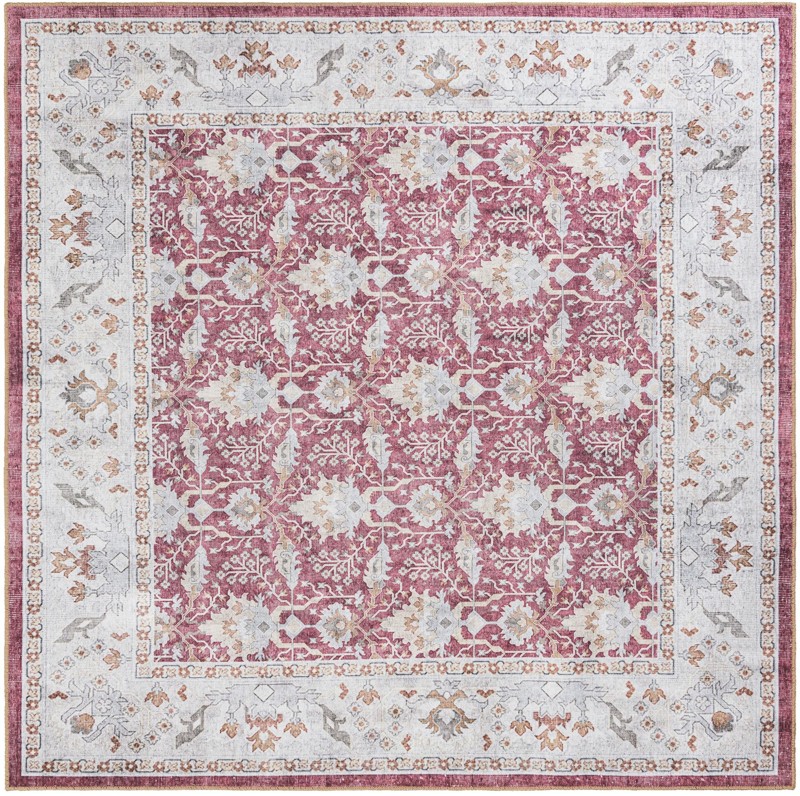 Hobson · Border Washable Rug, burgundy red