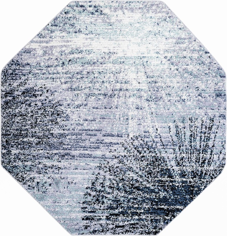 7' 1 x 7' 1 Moab · Abstract rug, blue and gray