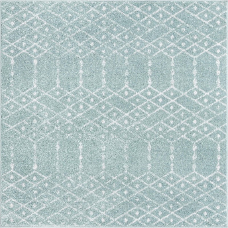 5' 3 x 5' 3 Newcomb · Diamond rug, aqua
