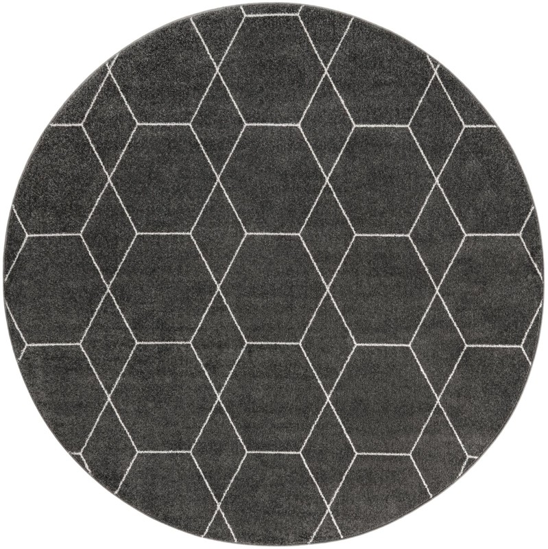 5' 3 x 5' 3 Galloway · Geometric lattice rug, gray and ivory