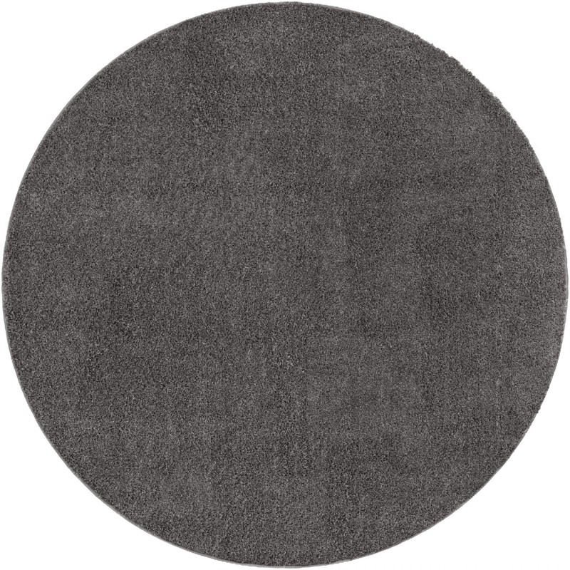 5' x 5' Calvert · Solid round Shag Rug, smoke gray