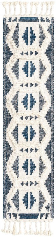 2' 2 x 8' 2 Maitland · Geometric tribal Wool Rug, navy and white