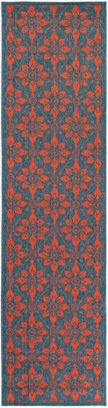 2' 7 x 10' Selwyn · Floral / botanical Outdoor Rug, blue and red