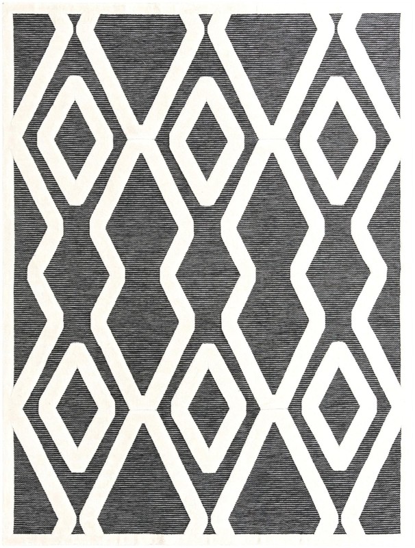 Armstead · Geometric trellis rug, gray and ivory