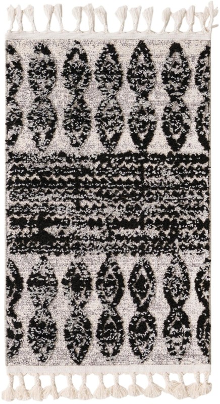 2' x 3' 2 Ferrall · Tribal striped rug, black and ivory
