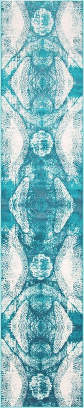3' 3 x 16' 5 Blakemore · Abstract medallion rug, turquoise and ivory