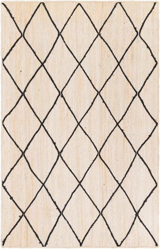 Bishop · Diamond lattice Braided Jute Rug, ivory and black