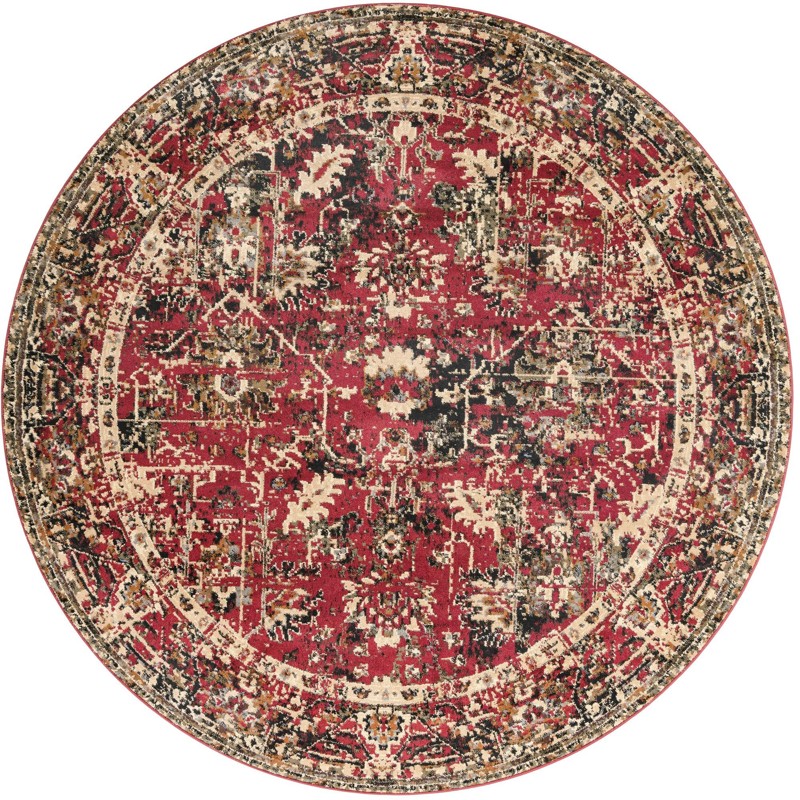7' 10 x 7' 10 Buttercup · Border rug, burgundy