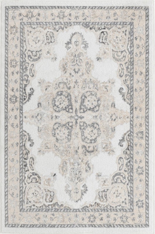 Selby · Medallion rug, ivory and gray