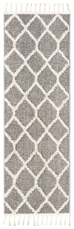 2' x 6' Kirkwood · Geometric trellis rug, gray and ivory