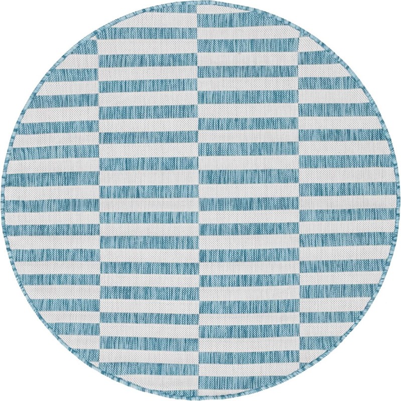 Ainsley · Geometric Outdoor Rug, aqua