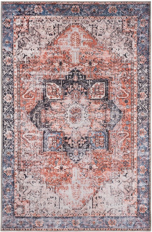 4' x 6' Travers · Medallion rug, rust and navy