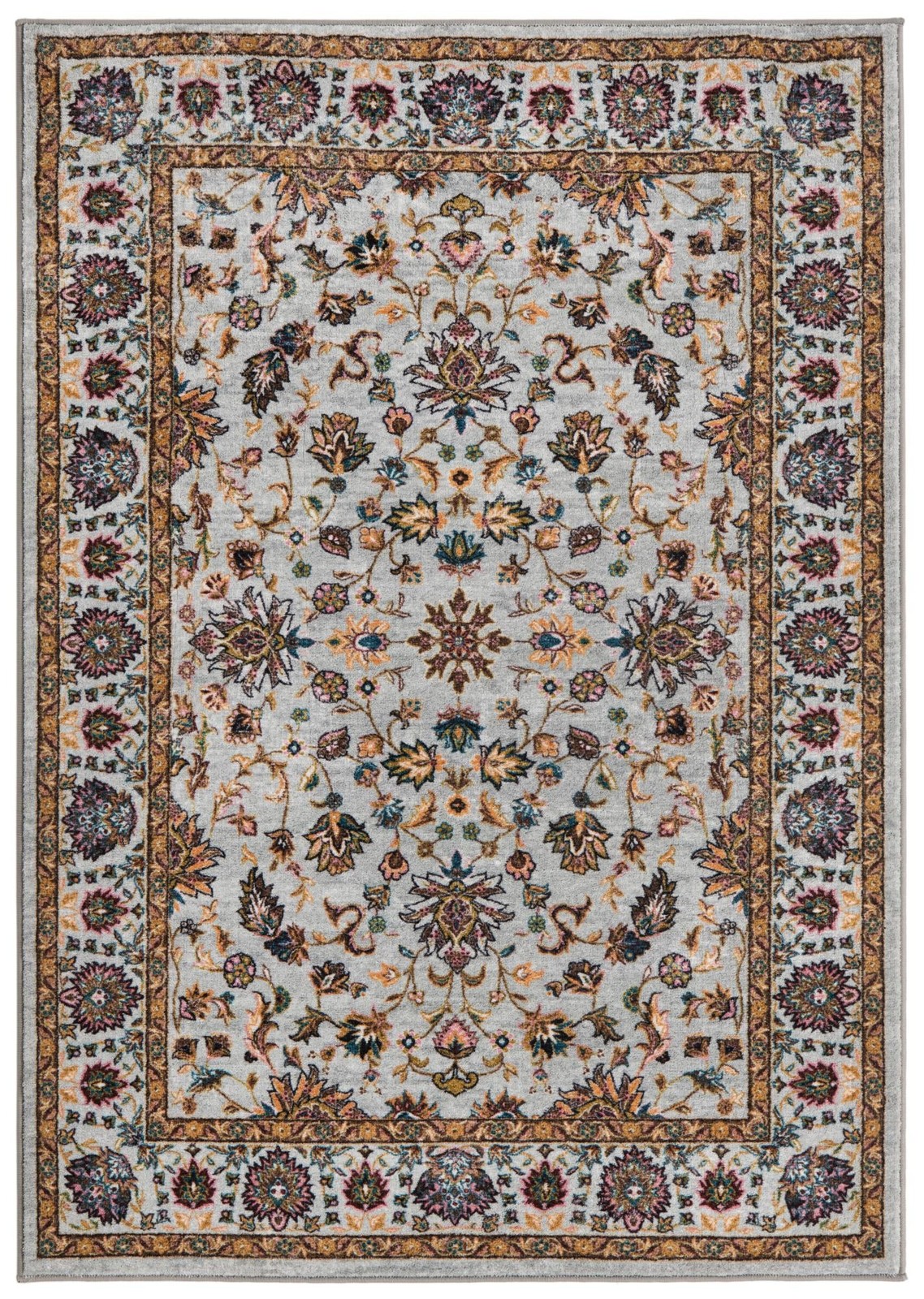 4' 4 x 6' Bluebell · Floral oriental rug, gray and multi