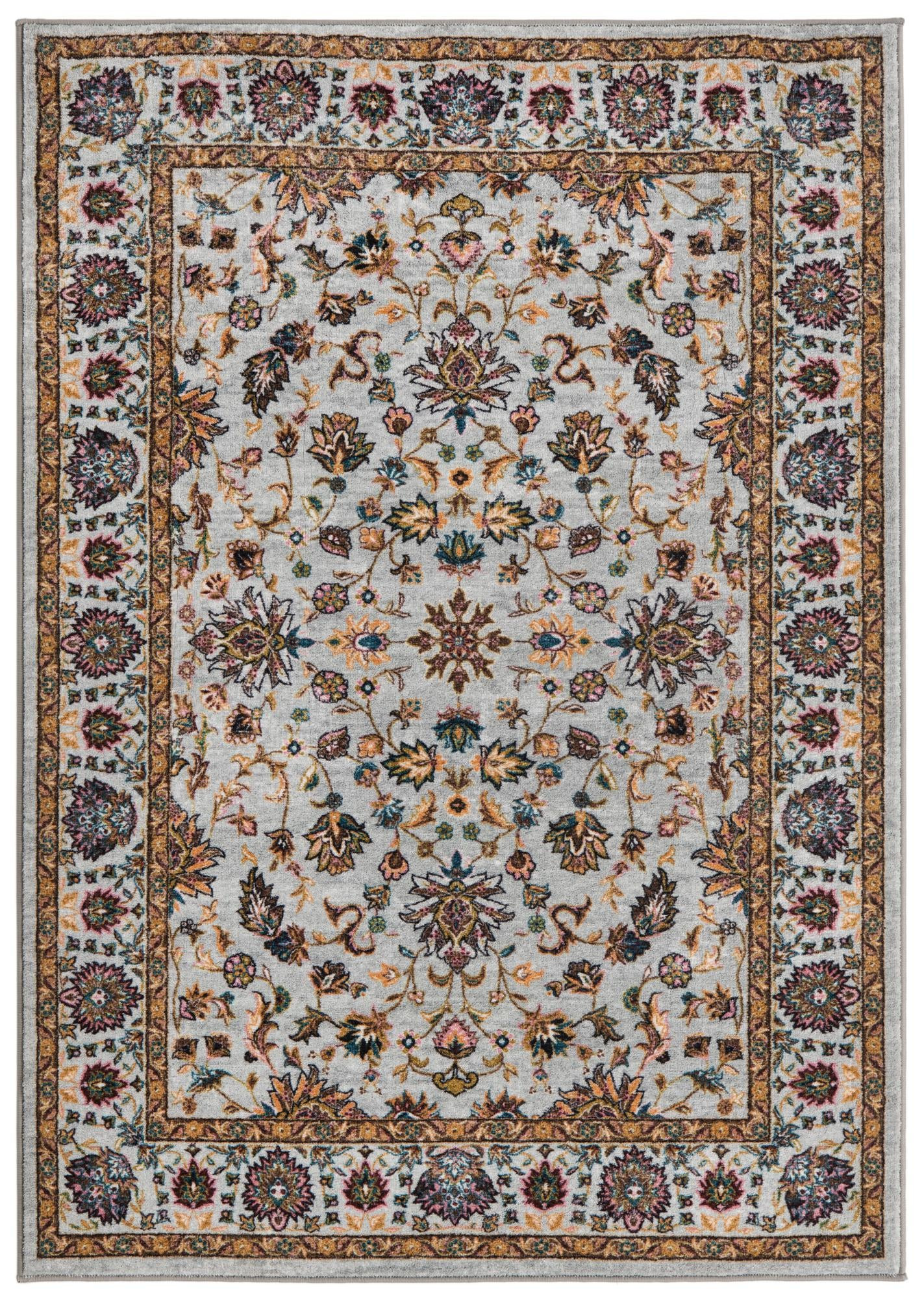 4' 4 x 6' Bluebell · Floral oriental rug, gray and multi