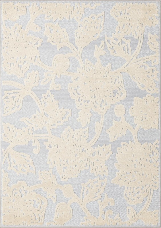 6' x 9' Lidell · Floral Outdoor Rug, gray and ivory