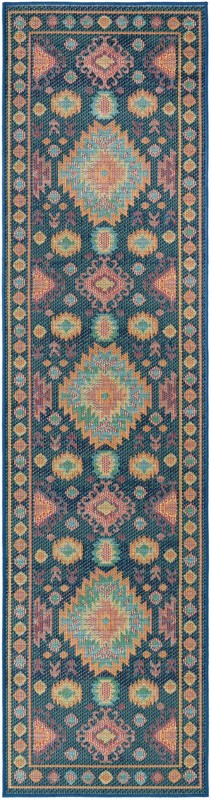 2' 7 x 10' Phelps · Border Outdoor Rug, navy blue