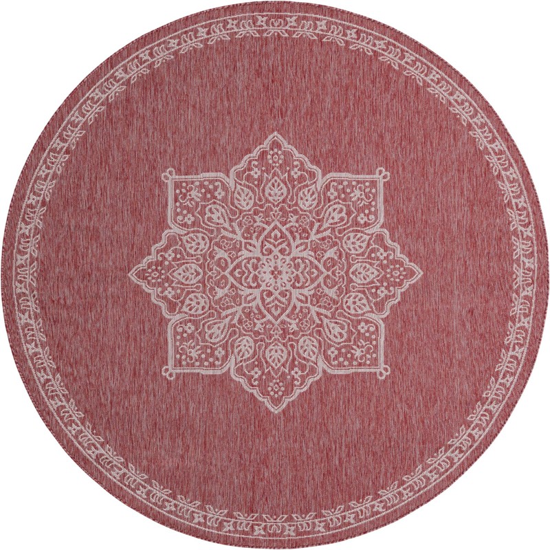 7' 10 x 7' 10 Rhys · Medallion Outdoor Rug, rustred