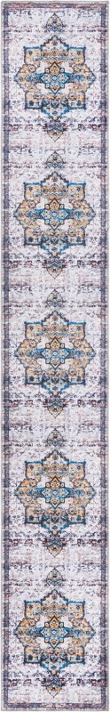 2' x 13' Rideout · Medallion Washable Rug, white and blue