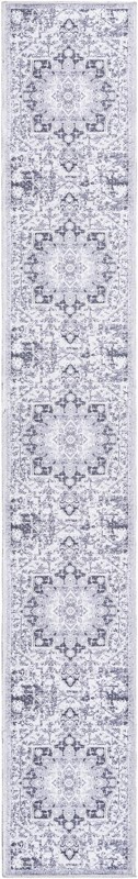 2' x 13' Rideout · Distressed medallion Washable Rug, gray and ivory