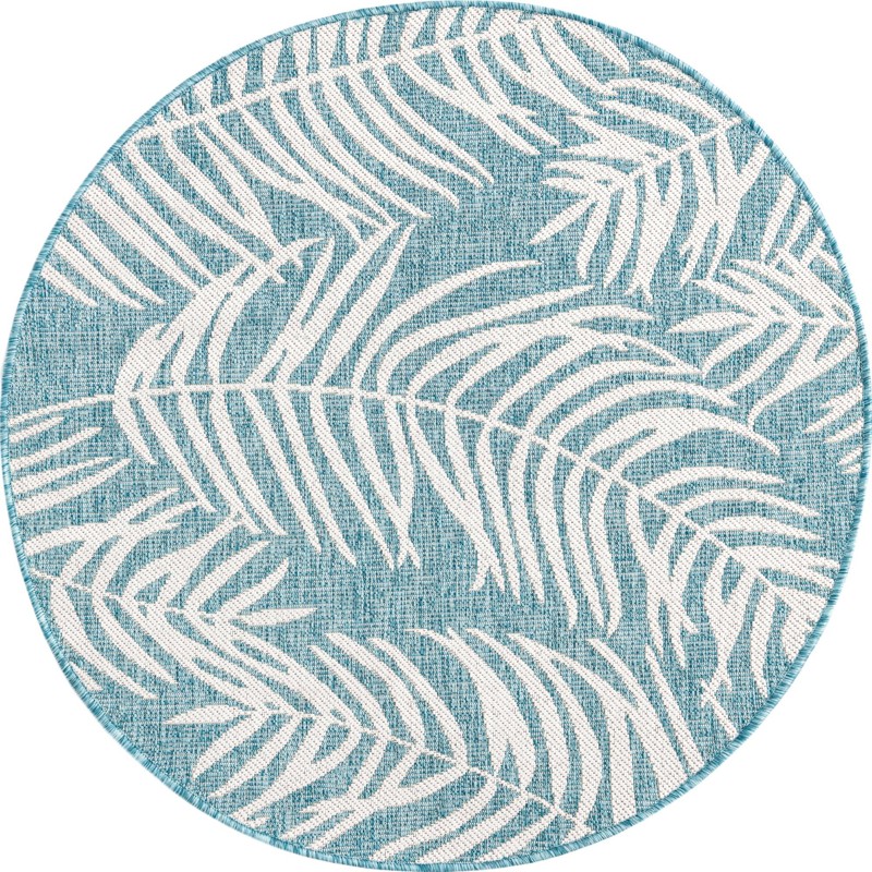 Moody · Floral / botanical Outdoor Rug, aqua