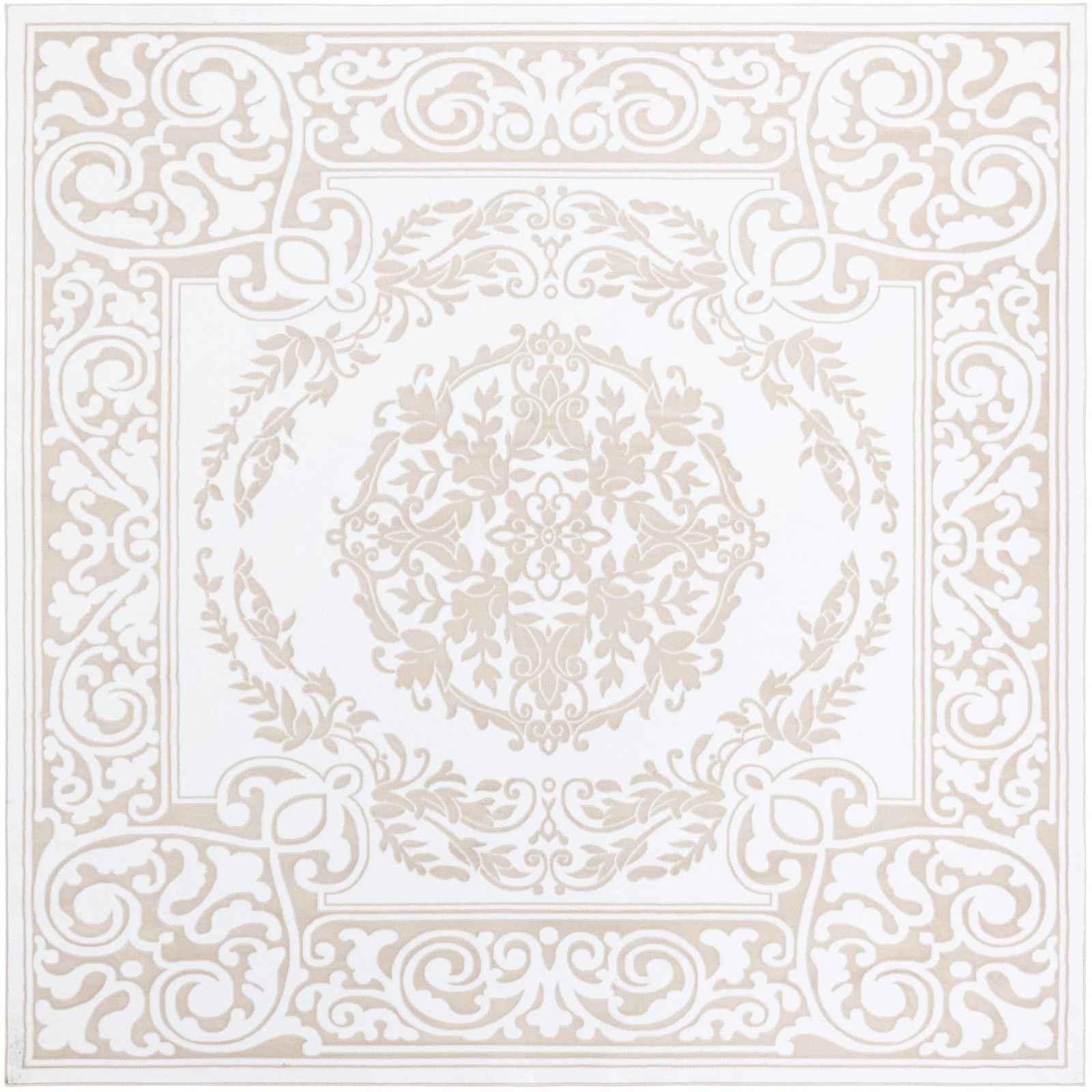 6' x 6' Thistle · Border rug, snow white