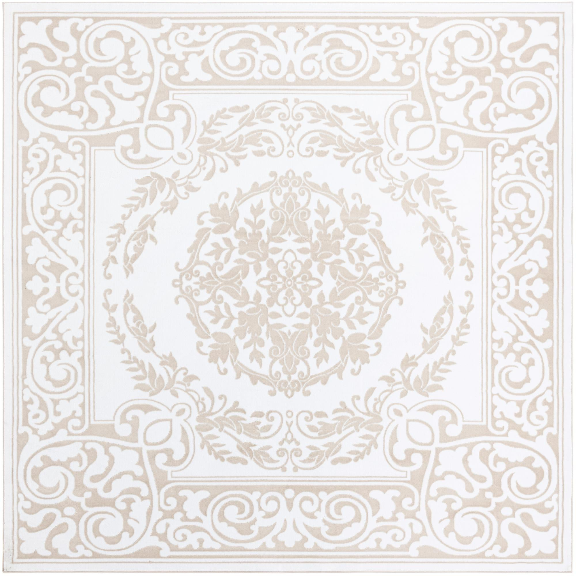 6' x 6' Thistle · Border rug, snow white