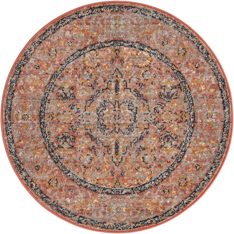 3' 3 x 3' 3 Thane · Medallion rug, brick red and ivory
