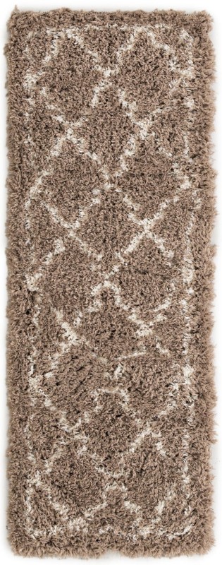2' x 6' Kemble · Lattice shag rug, khaki and ivory