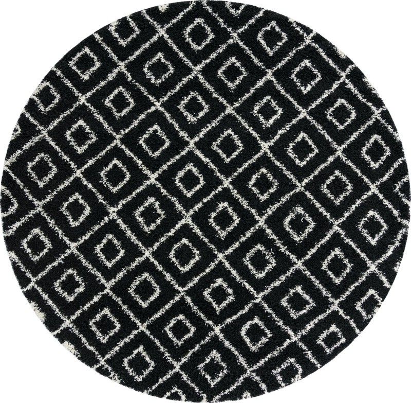 10' x 10' Brock · Diamond lattice Shag Rug, black and white
