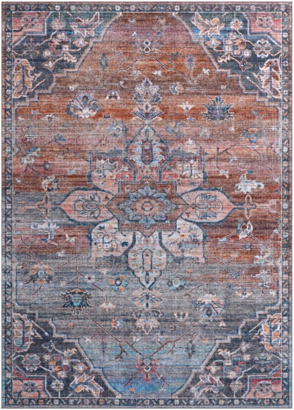 7' 10 x 11' Sibley · Medallion rug, rust and denim blue