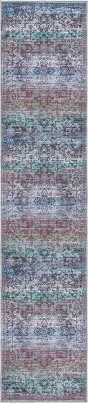 2' 7 x 12' Rideout · Distressed medallion Washable Rug, blue and purple