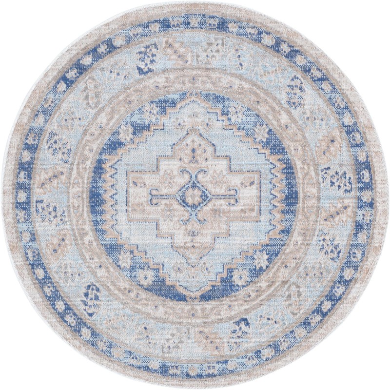 3' 3 x 3' 3 Ligonier · Border rug, sky blue