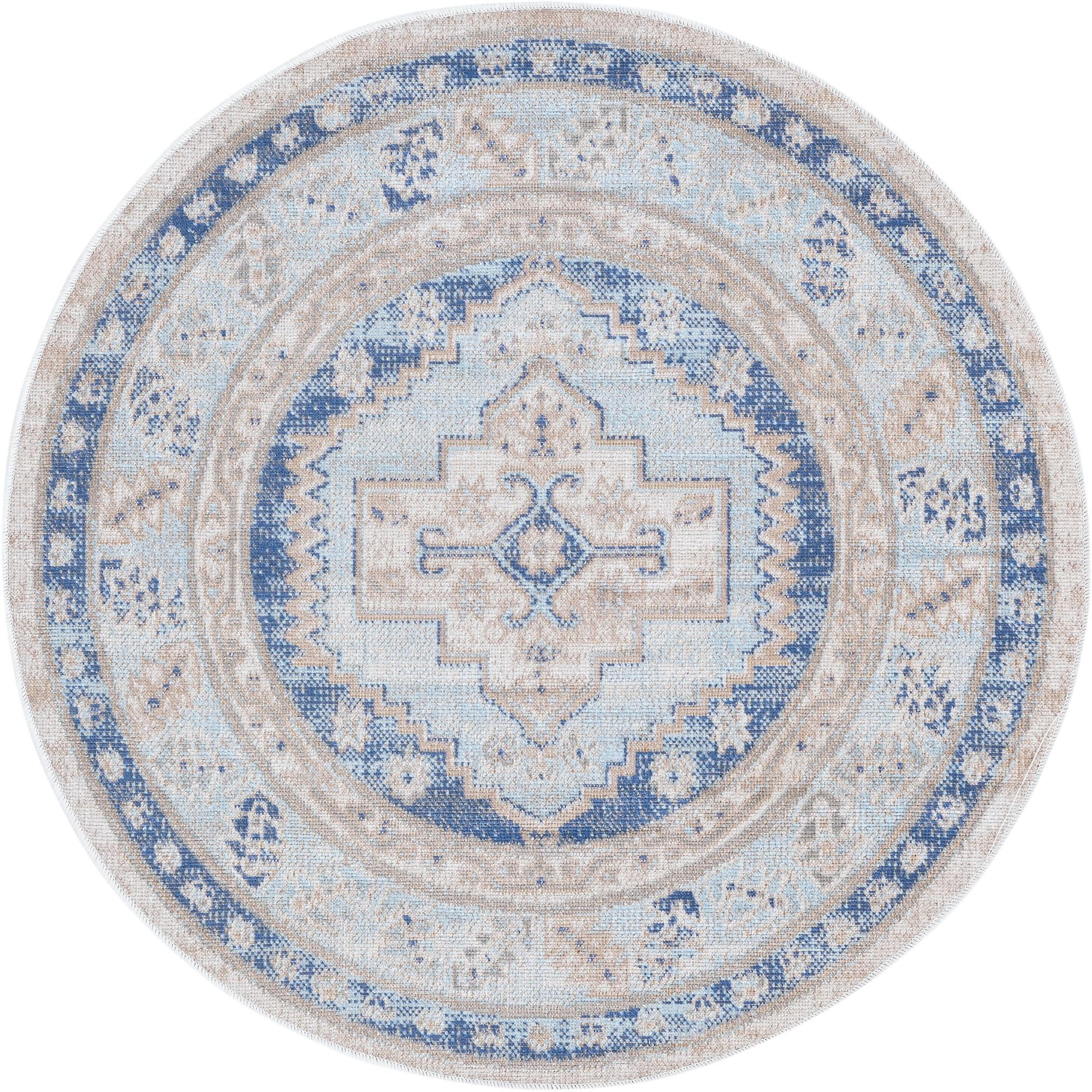 3' 3 x 3' 3 Ligonier · Border rug, sky blue