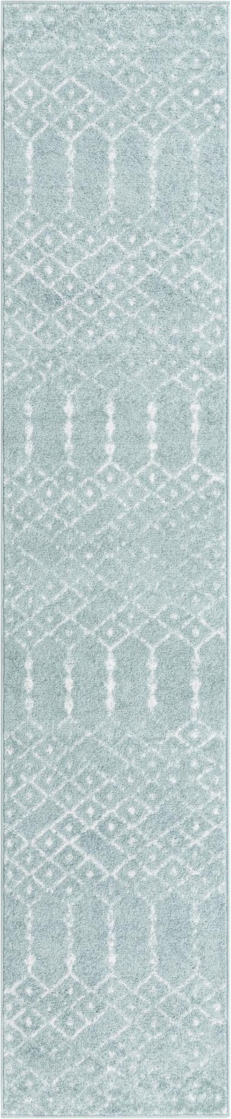 2' x 9' 10 Newcomb · Diamond rug, aqua