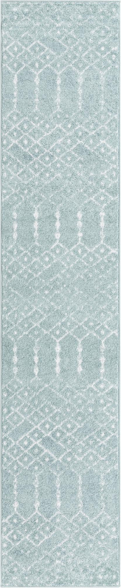 2' x 9' 10 Newcomb · Diamond rug, aqua