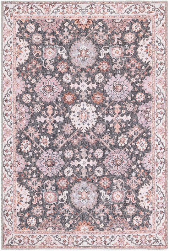 4' 1 x 6' 1 Carden · Persian medallion Washable Rug, gray and terracotta