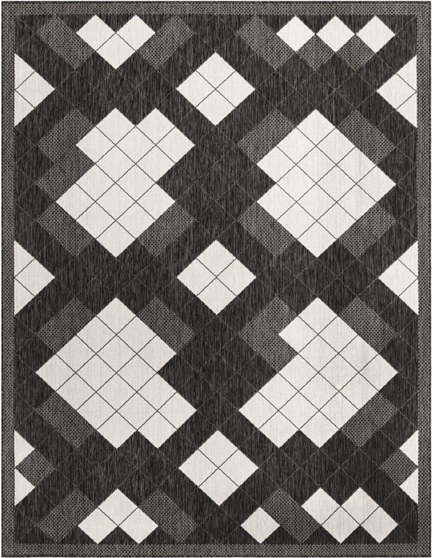 7' 10 x 10' Keaton · Diamond Outdoor Rug, black and white