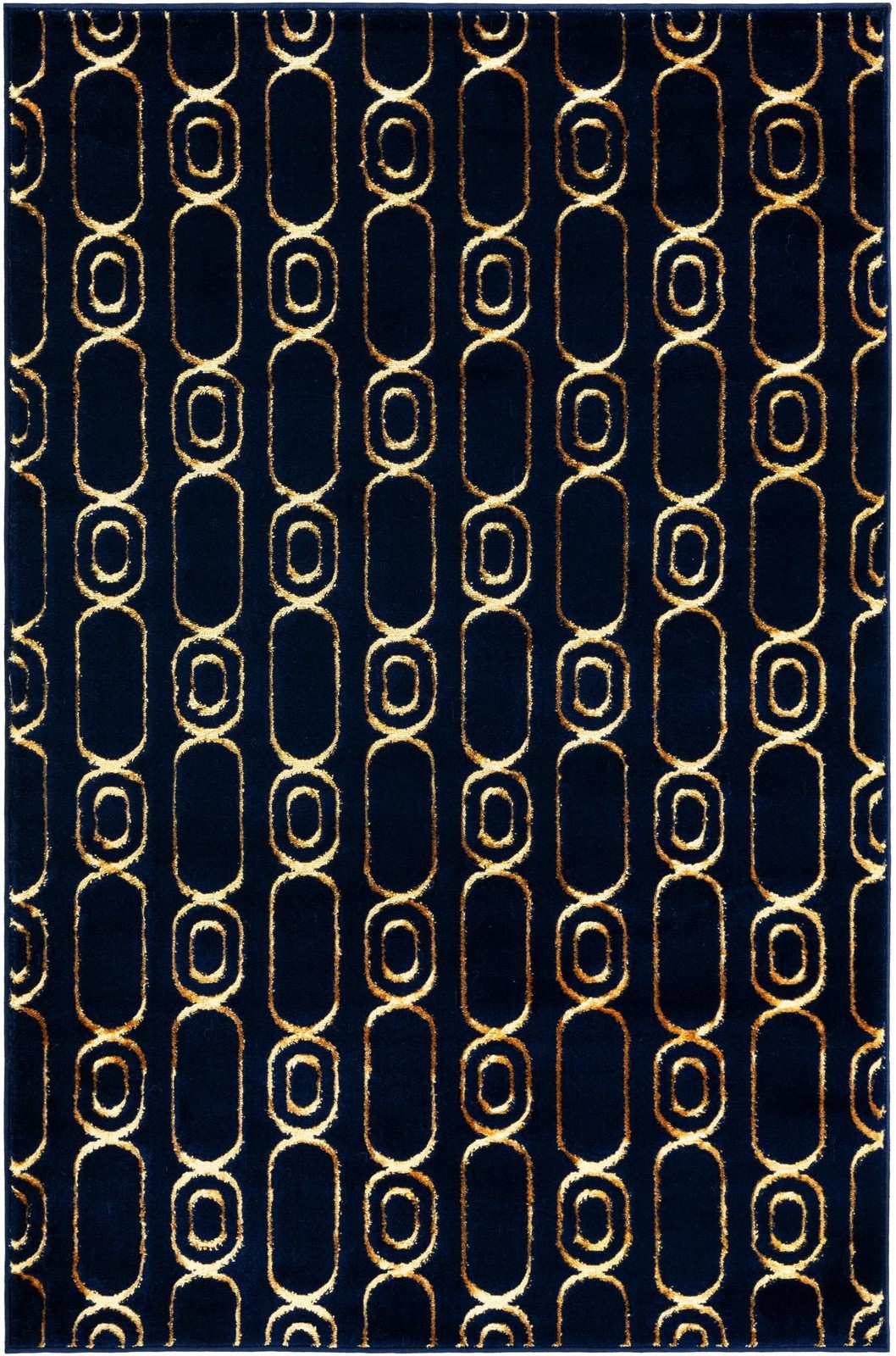 4' x 6' Renwick · Geometric rug, navy blue and gold