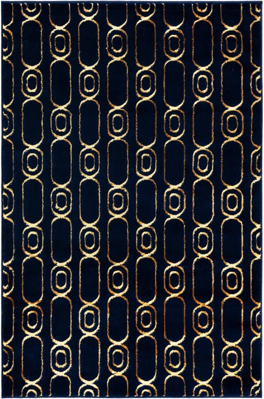 4' x 6' Renwick · Geometric rug, navy blue and gold
