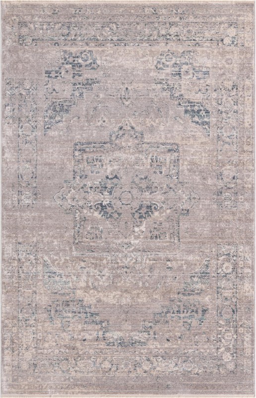 5' x 7' 10 Benson · Medallion rug, gray and navy